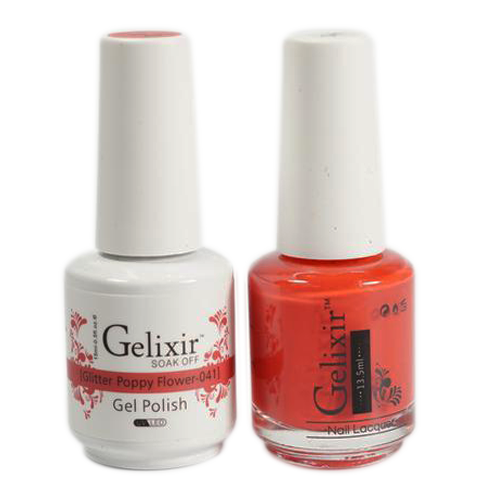 Gelixir - Matching Color Soak Off Gel - 041 Glitter Poppy Flower
